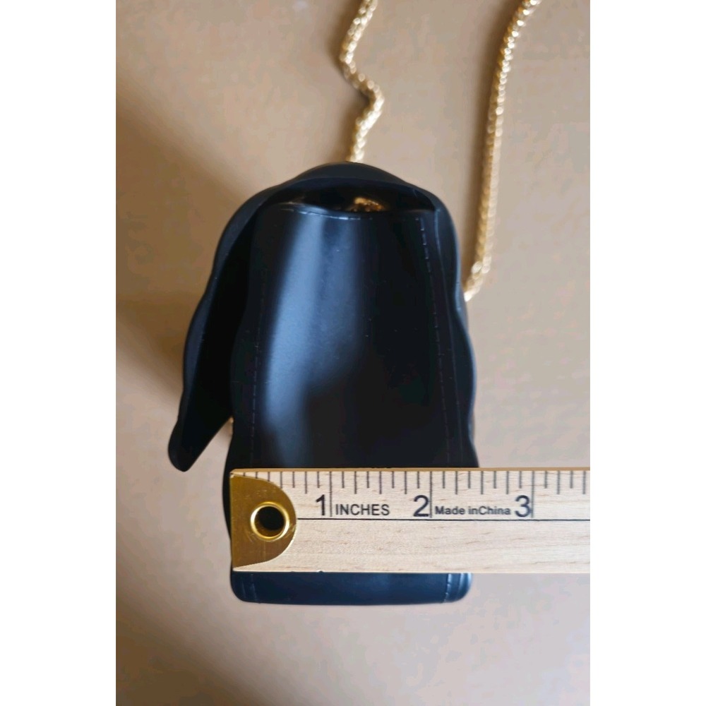 Women's Small Black Quilted Crossbody Or Shoulder Bag Gold Chain Strap Turn Lock - Picture 9 of 12